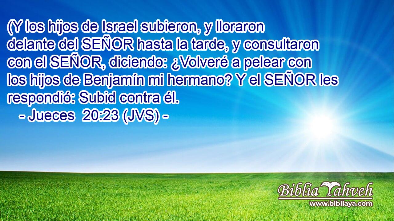 (Y los hijos de Israel subieron, y lloraron delante del SEÑOR hasta la tarde, y consultaron con el SEÑOR, diciendo: ¿Volveré a pelear con los hijos de Benjamín mi hermano? Y el SEÑOR les respondió: Subid contra él.
