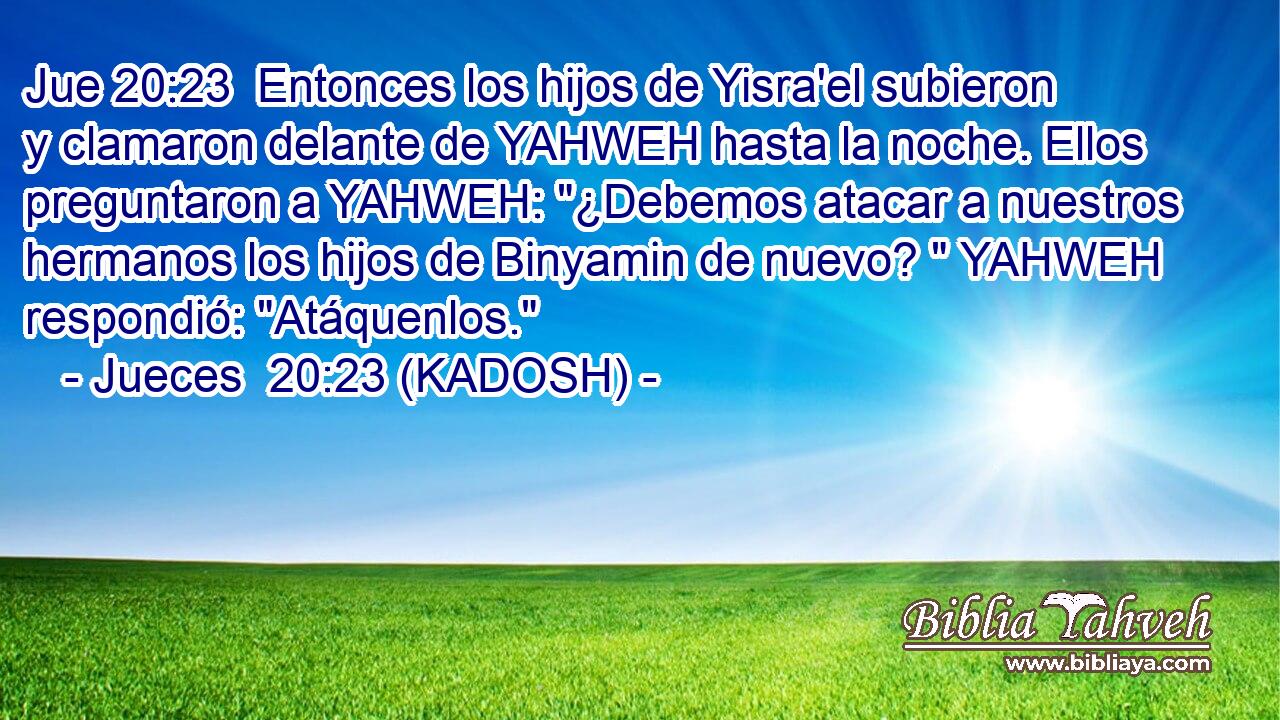  Entonces los hijos de Yisra'el subieron y clamaron delante de YAHWEH hasta la noche. Ellos preguntaron a YAHWEH: 