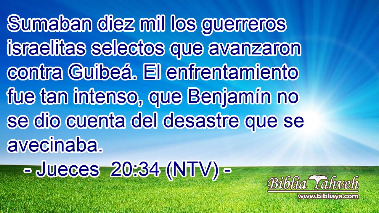 Sumaban diez mil los guerreros israelitas selectos que avanzaron contra Guibeá. El enfrentamiento fue tan intenso, que Benjamín no se dio cuenta del desastre que se avecinaba.