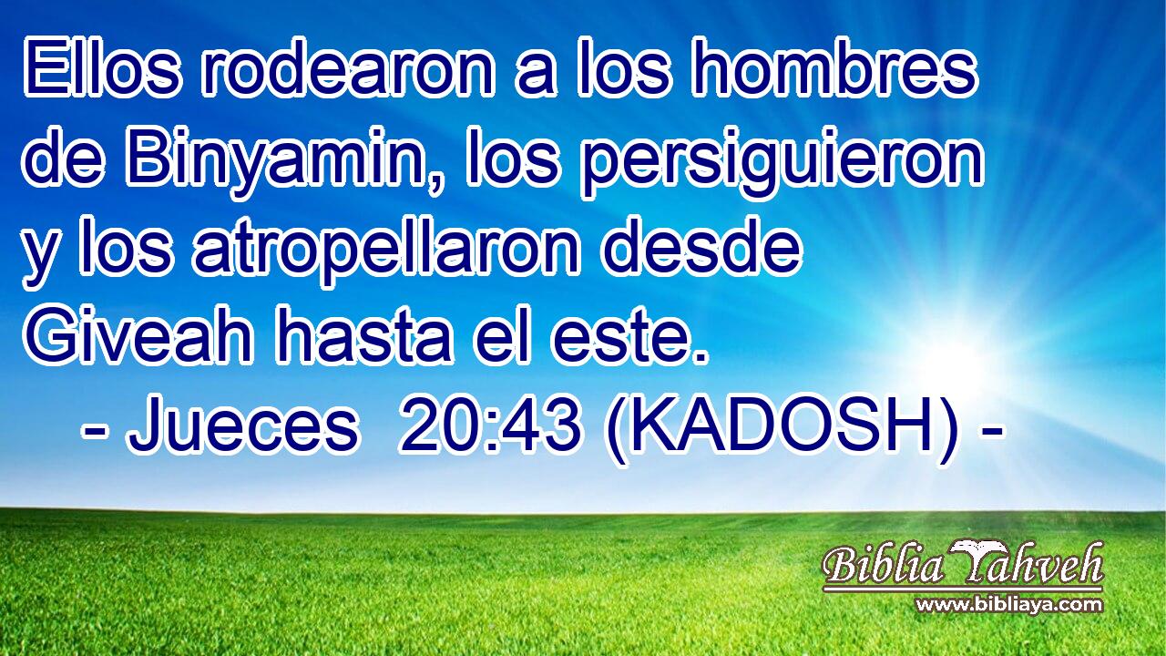  Ellos rodearon a los hombres de Binyamin, los persiguieron y los atropellaron desde Giveah hasta el este. 