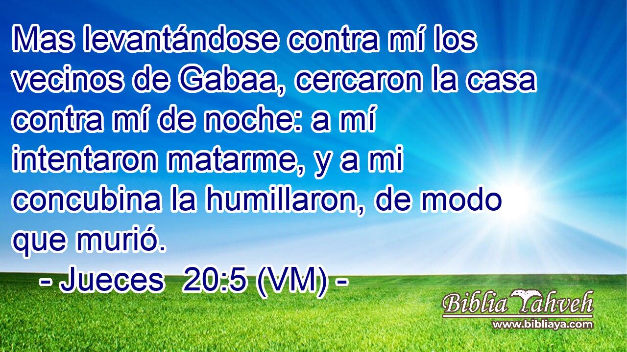  Mas levantándose contra mí los vecinos de Gabaa, cercaron la casa contra mí de noche: a mí intentaron matarme, y a mi concubina la humillaron, de modo que murió. 