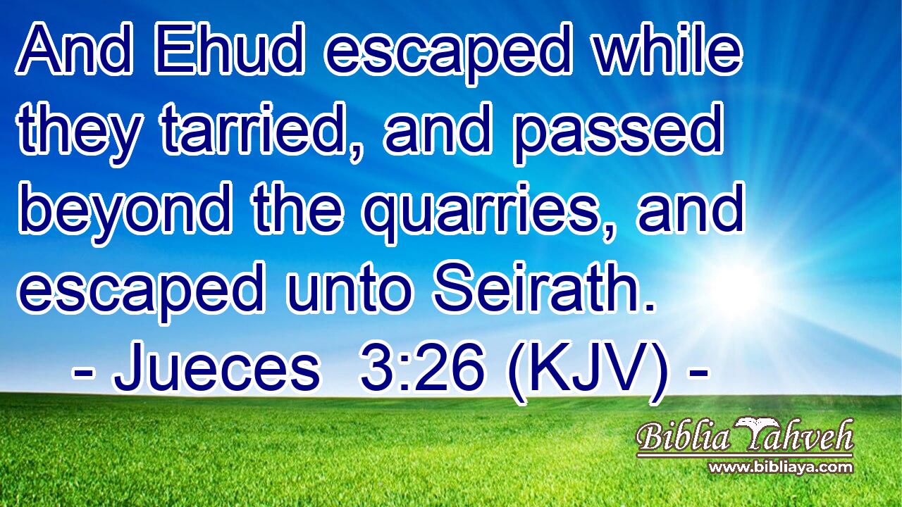 And Ehud escaped while they tarried, and passed beyond the quarries, and escaped unto Seirath.