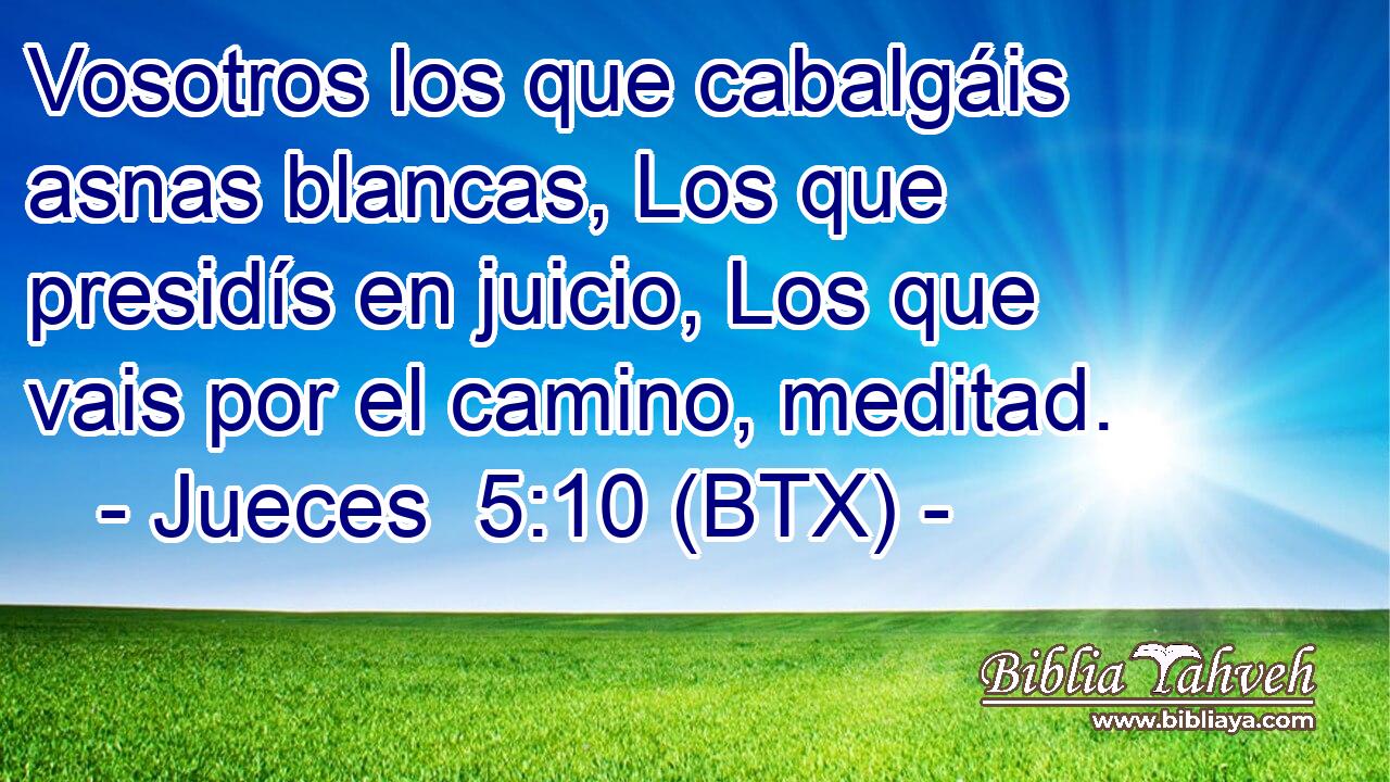 Vosotros los que cabalgáis asnas blancas, Los que presidís en juicio, Los que vais por el camino, meditad.