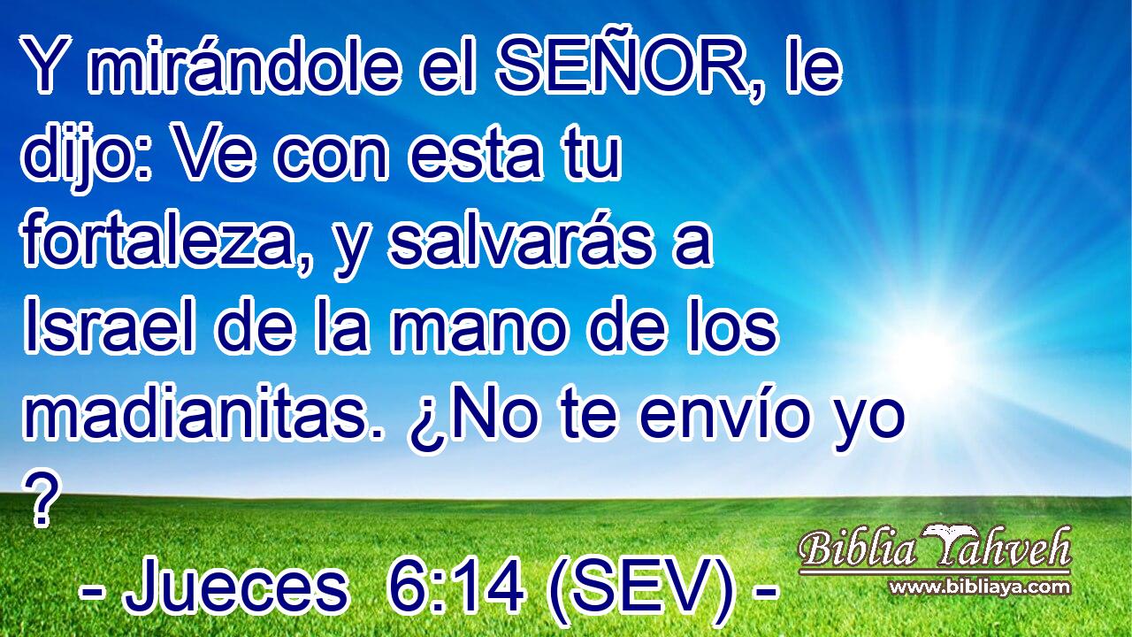 Y mirándole el SEÑOR, le dijo: Ve con esta tu fortaleza, y salvarás a Israel de la mano de los madianitas. ¿No te envío yo ?