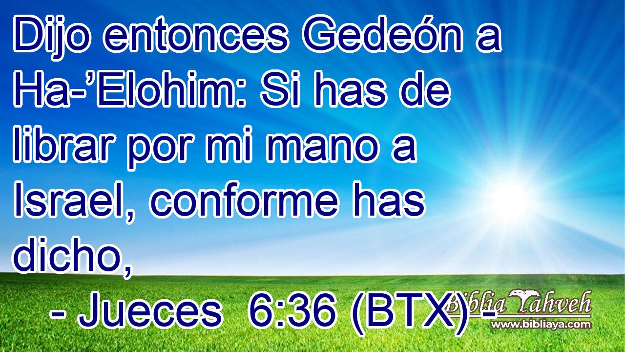 Dijo entonces Gedeón a Ha-’Elohim: Si has de librar por mi mano a Israel, conforme has dicho,