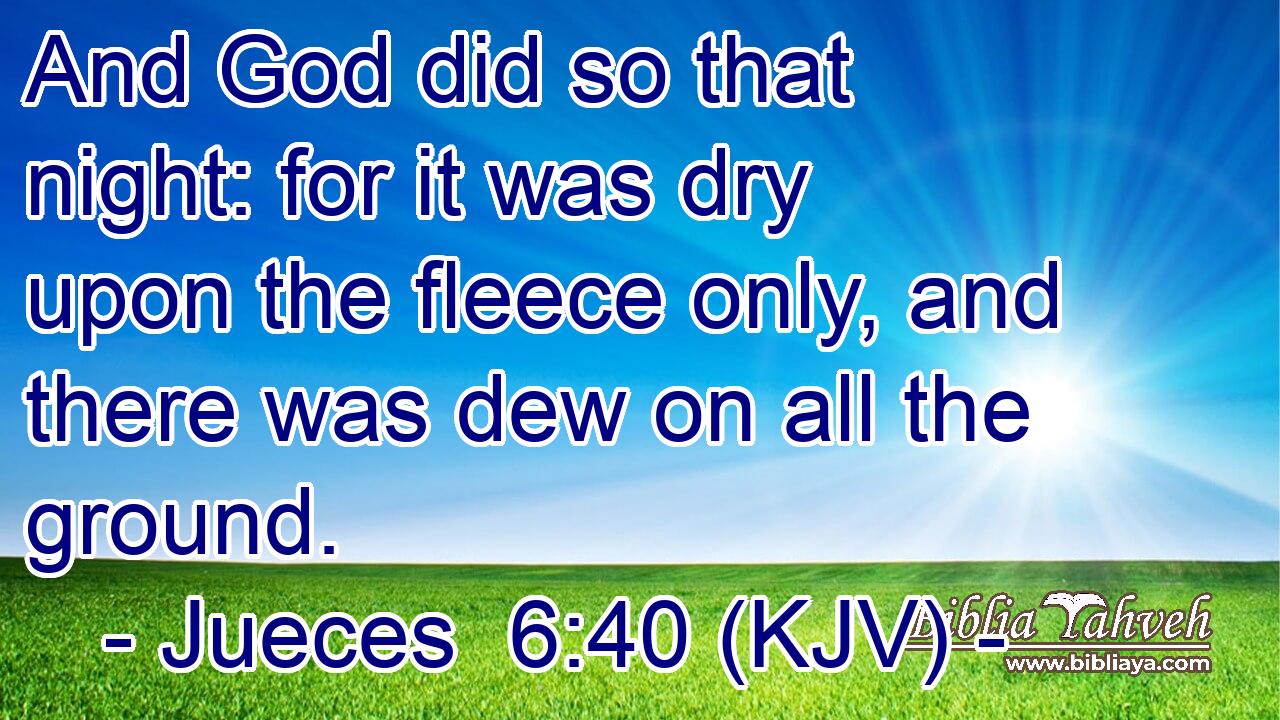 And God did so that night: for it was dry upon the fleece only, and there was dew on all the ground.