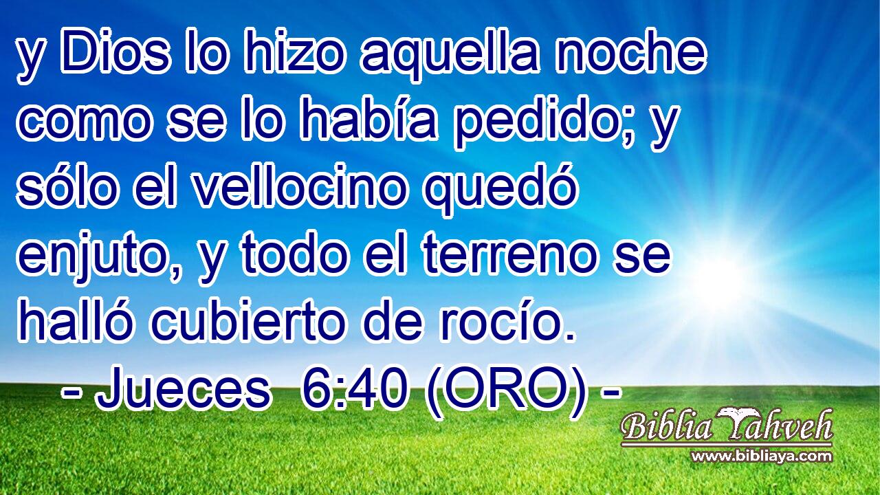  y Dios lo hizo aquella noche como se lo había pedido; y sólo el vellocino quedó enjuto, y todo el terreno se halló cubierto de rocío. 