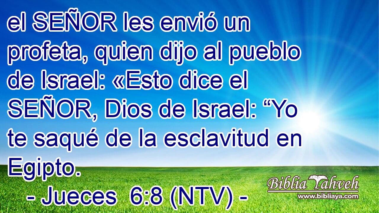 el SEÑOR les envió un profeta, quien dijo al pueblo de Israel: «Esto dice el SEÑOR, Dios de Israel: “Yo te saqué de la esclavitud en Egipto.