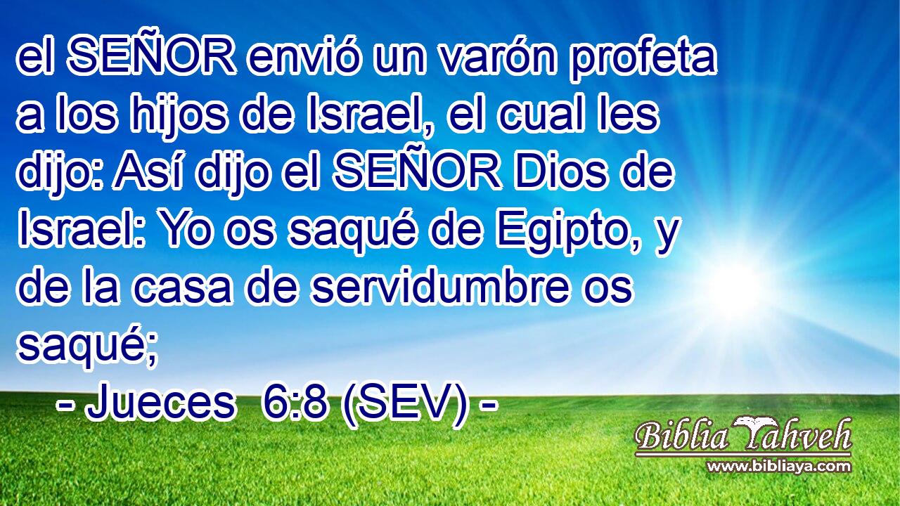 el SEÑOR envió un varón profeta a los hijos de Israel, el cual les dijo: Así dijo el SEÑOR Dios de Israel: Yo os saqué de Egipto, y de la casa de servidumbre os saqué;