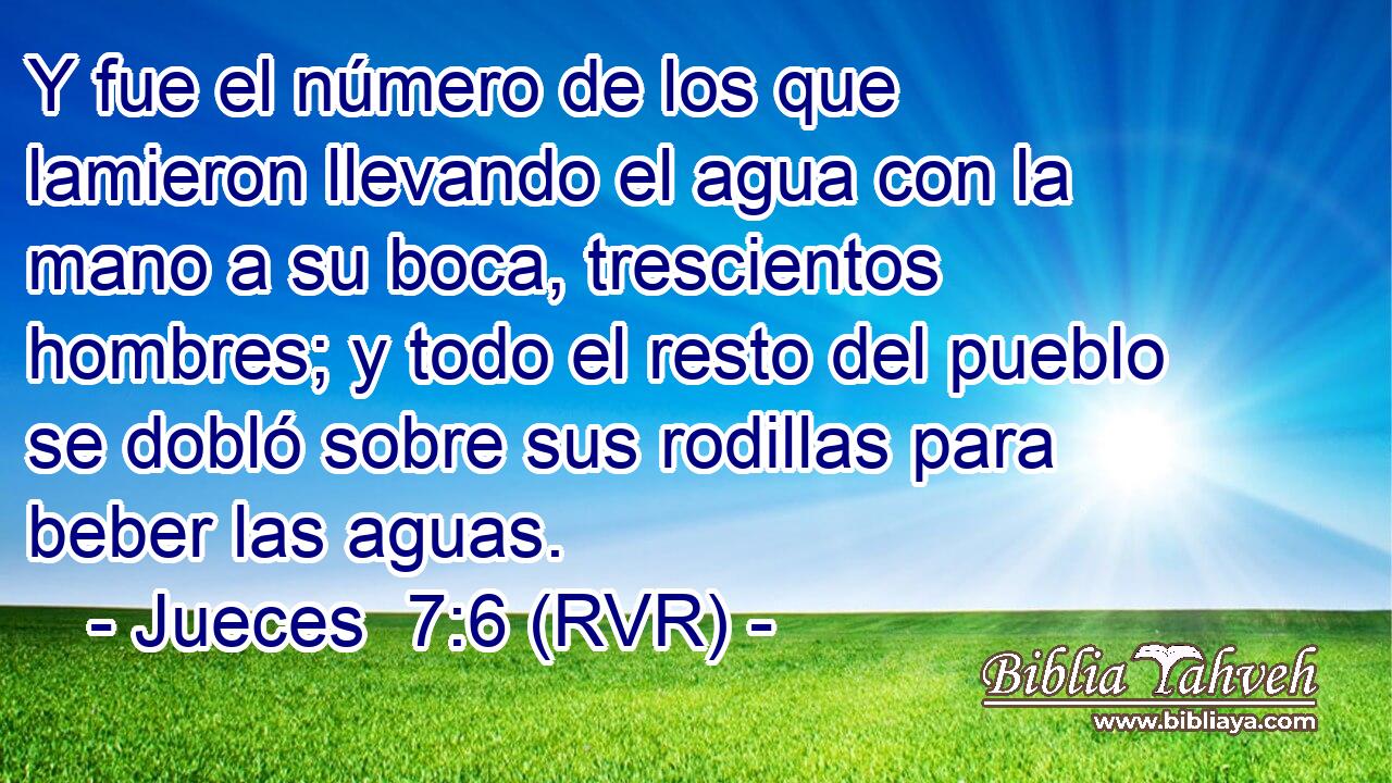 Y fue el número de los que lamieron llevando el agua con la mano a su boca, trescientos hombres; y todo el resto del pueblo se dobló sobre sus rodillas para beber las aguas.