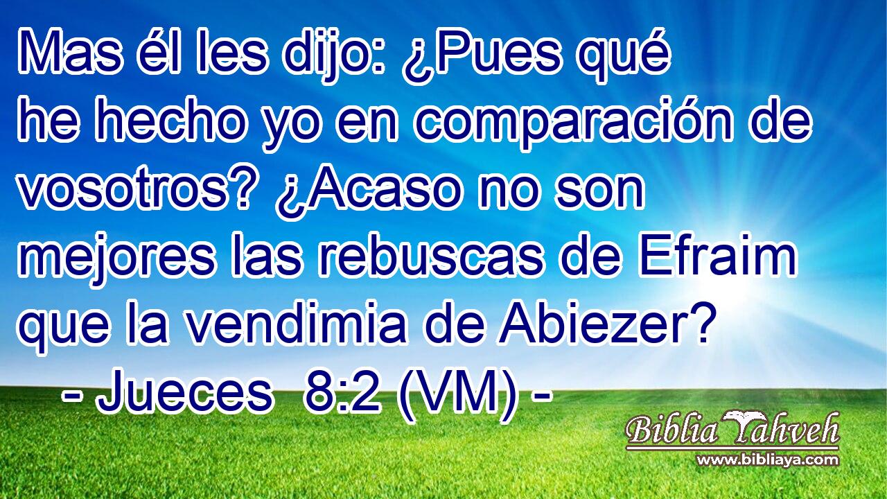  Mas él les dijo: ¿Pues qué he hecho yo en comparación de vosotros? ¿Acaso no son mejores las rebuscas de Efraim que la vendimia de Abiezer? 