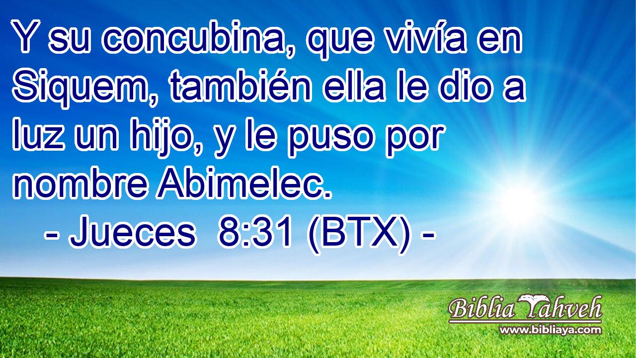Y su concubina, que vivía en Siquem, también ella le dio a luz un hijo, y le puso por nombre Abimelec.
