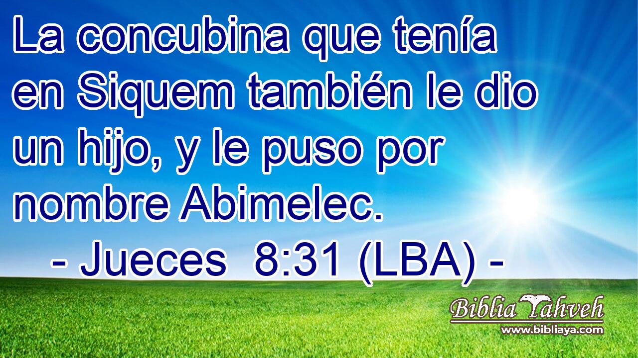 La concubina que tenía en Siquem también le dio un hijo, y le puso por nombre Abimelec.