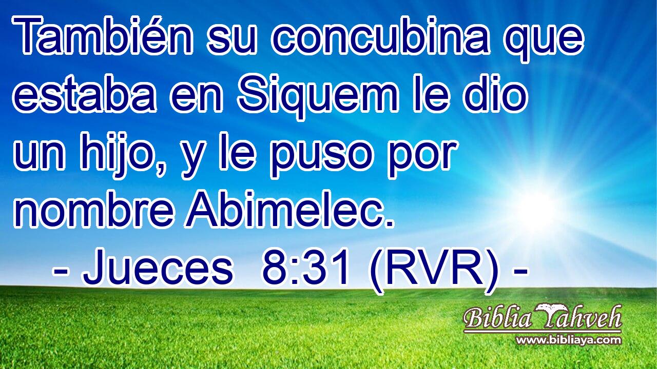 También su concubina que estaba en Siquem le dio un hijo, y le puso por nombre Abimelec.