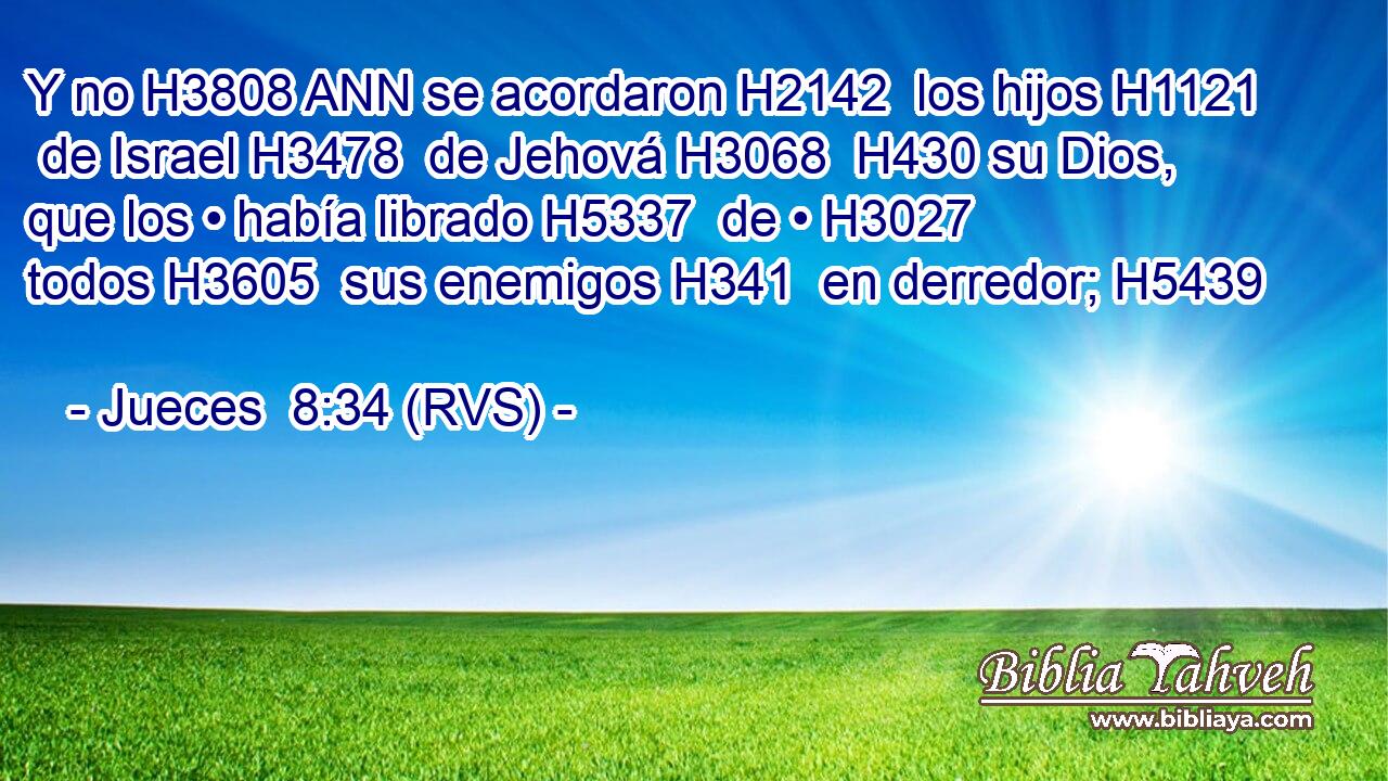 Y no H3808 ANN se acordaron H2142  los hijos H1121  de Israel H3478  de Jehová H3068  H430 su Dios, que los • había librado H5337  de • H3027  todos H3605  sus enemigos H341  en derredor; H5439  