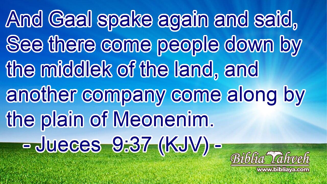 And Gaal spake again and said, See there come people down by the middlek of the land, and another company come along by the plain of Meonenim.