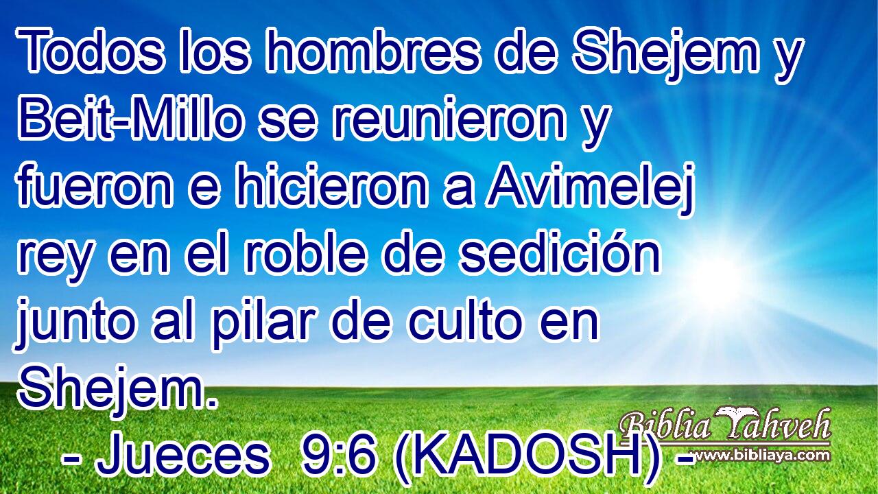  Todos los hombres de Shejem y Beit-Millo se reunieron y fueron e hicieron a Avimelej rey en el roble de sedición junto al pilar de culto en Shejem. 
