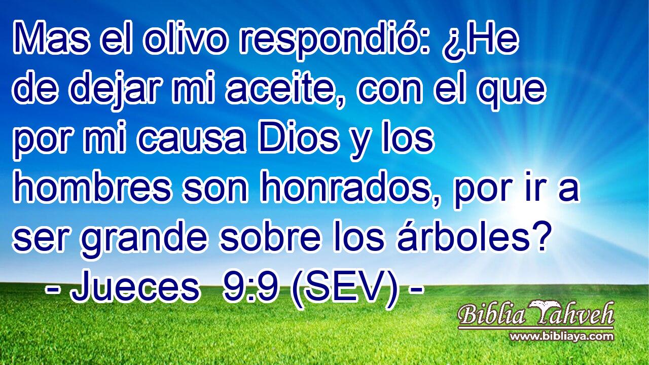 Mas el olivo respondió: ¿He de dejar mi aceite, con el que por mi causa Dios y los hombres son honrados, por ir a ser grande sobre los árboles?