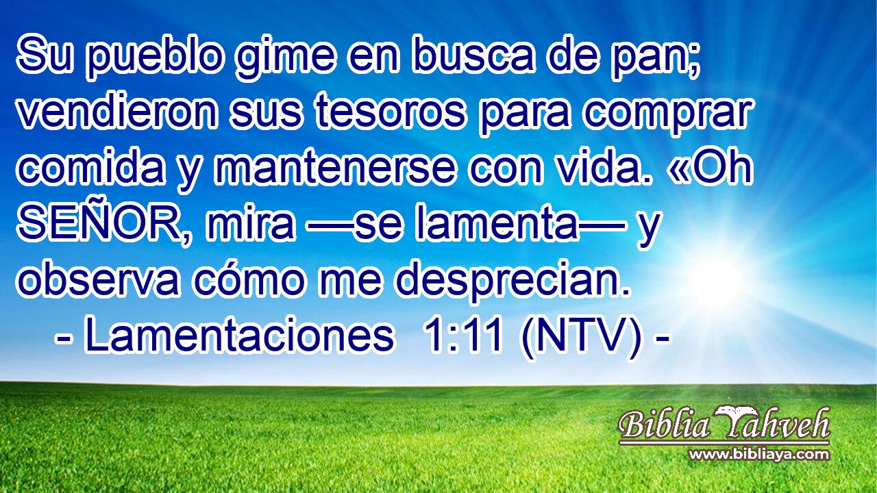 Su pueblo gime en busca de pan; vendieron sus tesoros para comprar comida y mantenerse con vida. «Oh SEÑOR, mira —se lamenta— y observa cómo me desprecian.