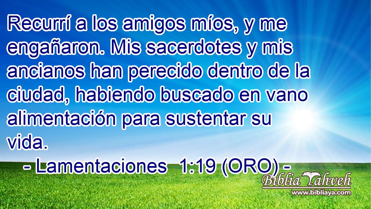  Recurrí a los amigos míos, y me engañaron. Mis sacerdotes y mis ancianos han perecido dentro de la ciudad, habiendo buscado en vano alimentación para sustentar su vida. 