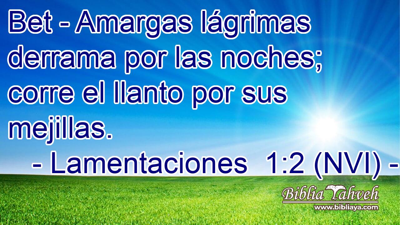  Bet - Amargas lágrimas derrama por las noches; corre el llanto por sus mejillas. 