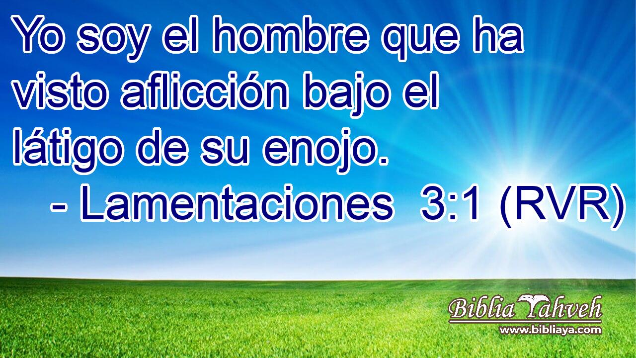 Yo soy el hombre que ha visto aflicción bajo el látigo de su enojo.