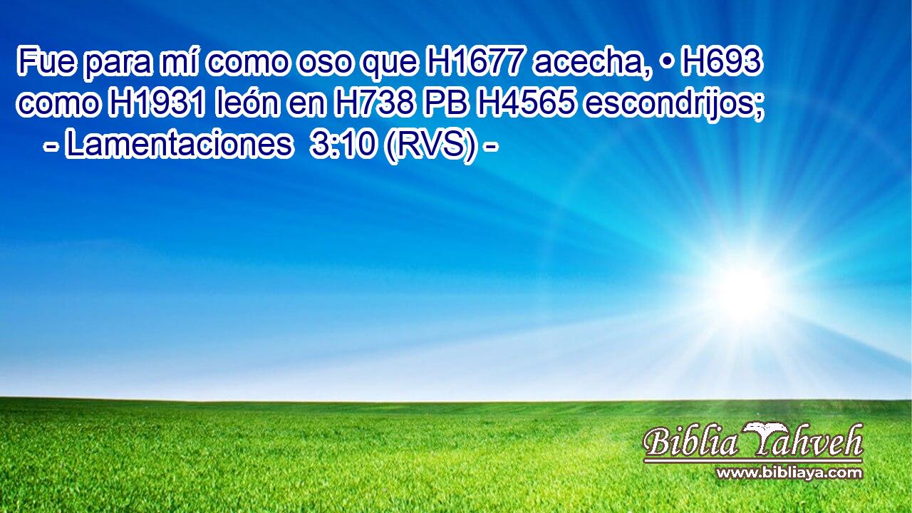 Fue para mí como oso que H1677 acecha, • H693  como H1931 león en H738 PB H4565 escondrijos; 