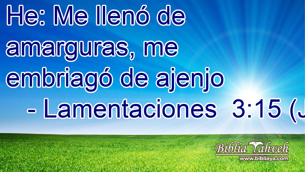 He: Me llenó de amarguras, me embriagó de ajenjo