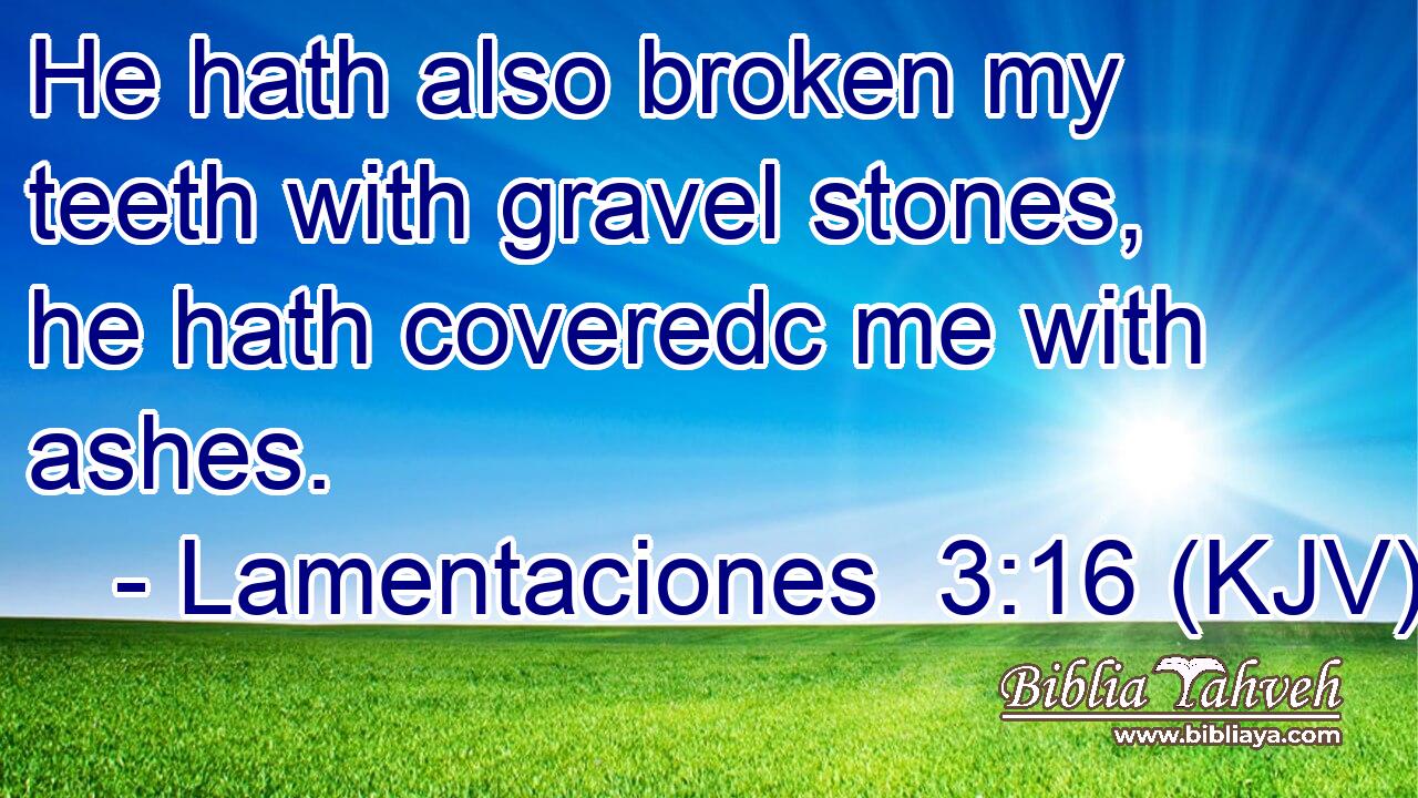 He hath also broken my teeth with gravel stones, he hath coveredc me with ashes.
