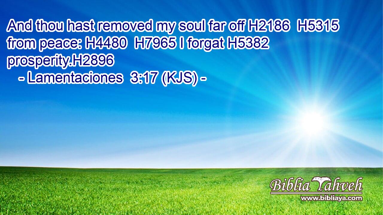 And thou hast removed my soul far off H2186  H5315 from peace: H4480  H7965 I forgat H5382 prosperity.H2896