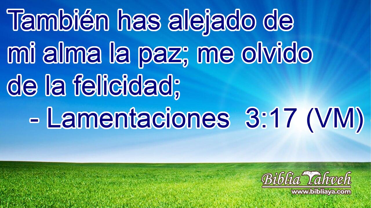  También has alejado de mi alma la paz; me olvido de la felicidad; 