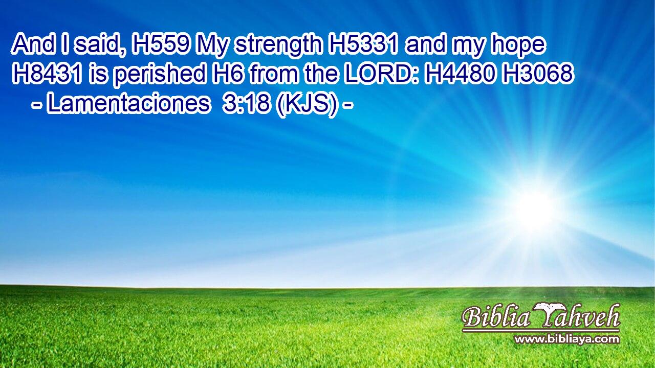 And I said, H559 My strength H5331 and my hope H8431 is perished H6 from the LORD: H4480 H3068