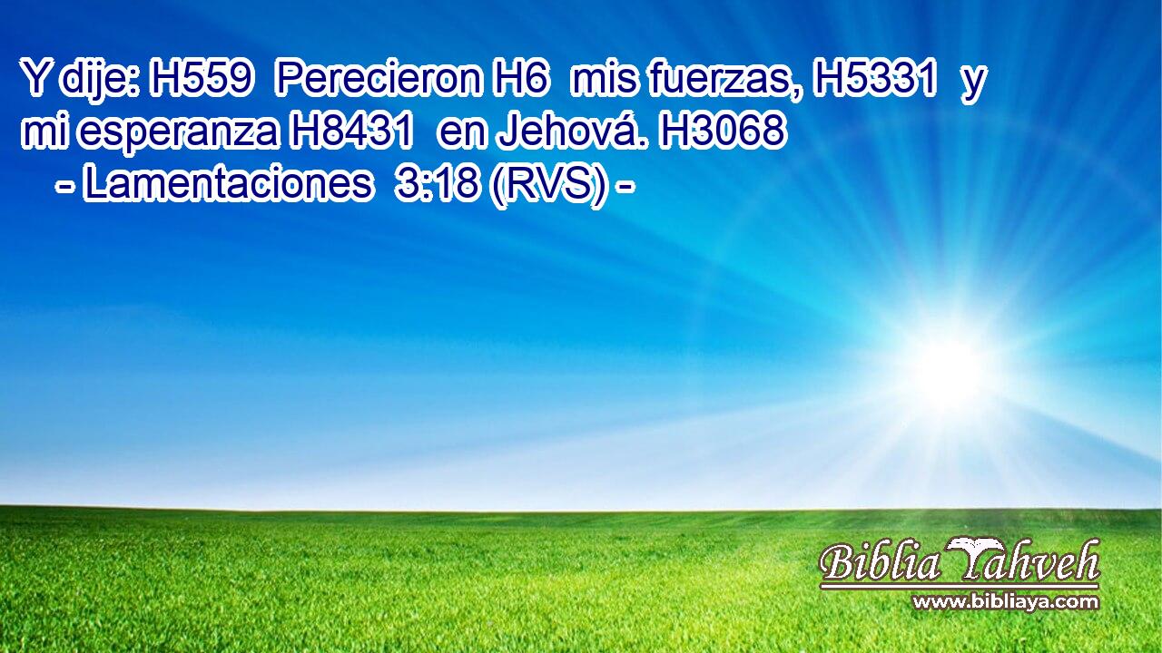 Y dije: H559  Perecieron H6  mis fuerzas, H5331  y mi esperanza H8431  en Jehová. H3068  