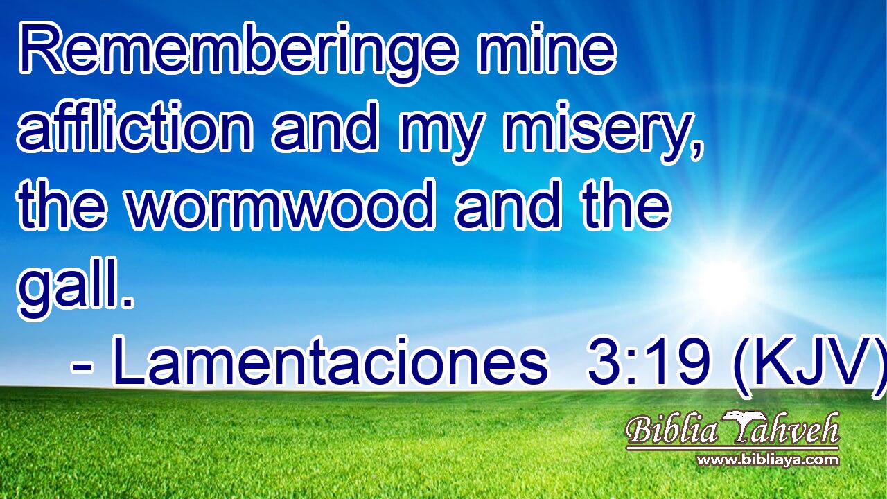 Rememberinge mine affliction and my misery, the wormwood and the gall.