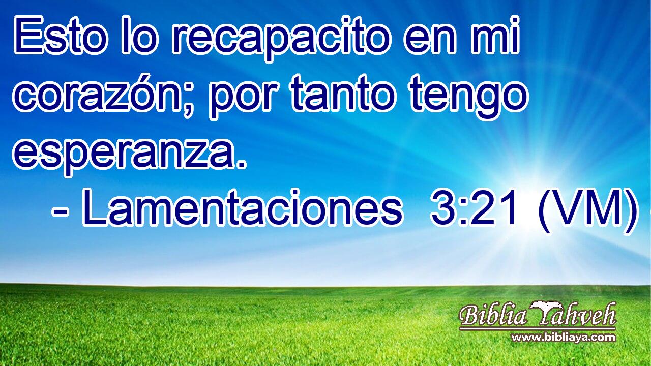  Esto lo recapacito en mi corazón; por tanto tengo esperanza. 