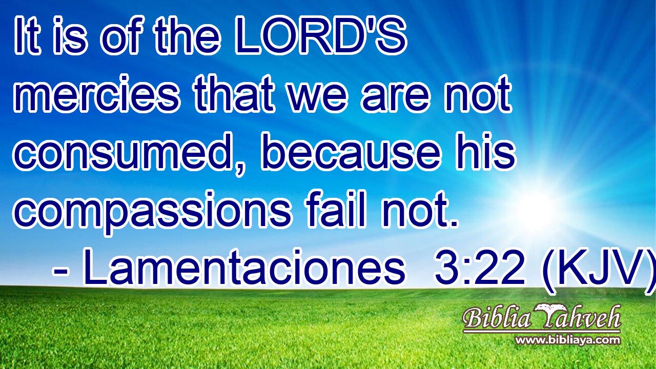 It is of the LORD'S mercies that we are not consumed, because his compassions fail not.