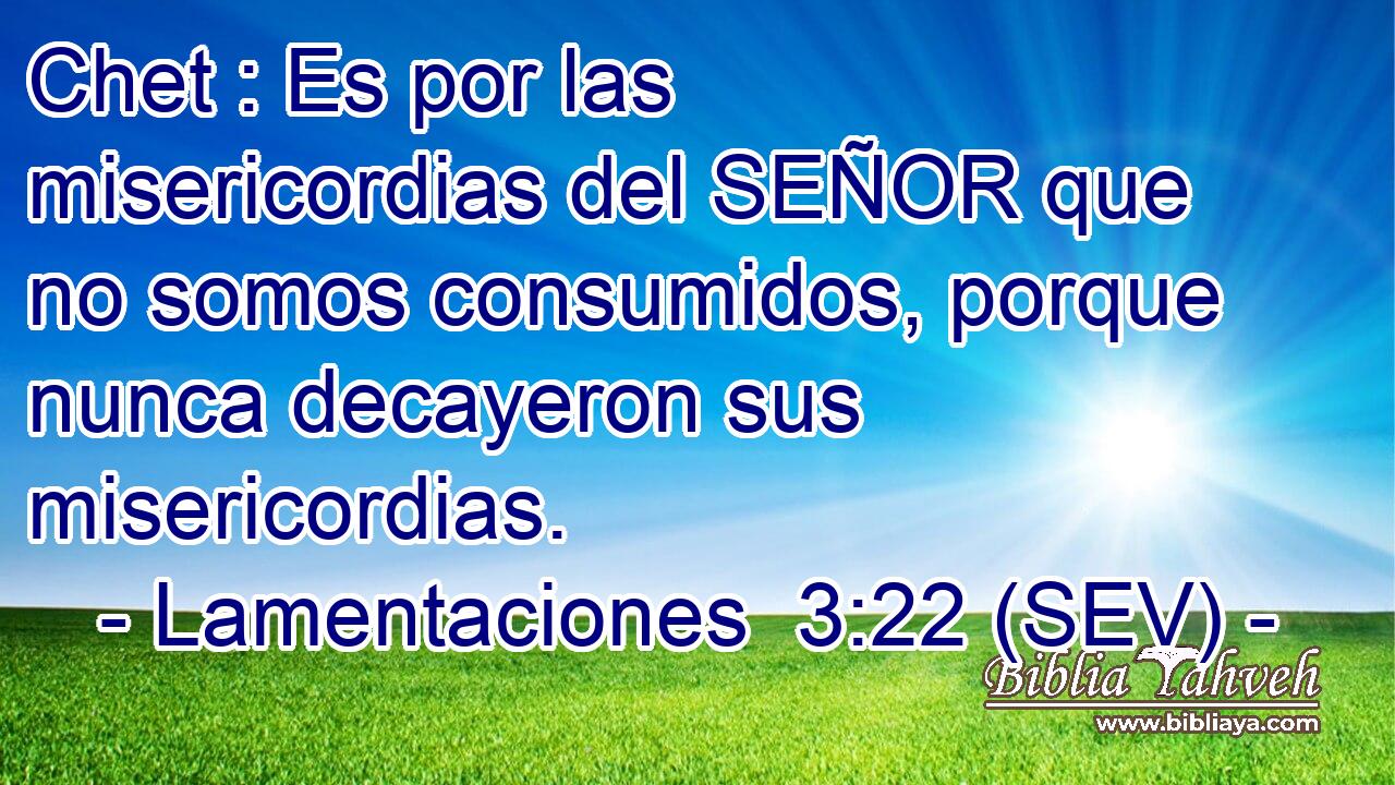Chet : Es por las misericordias del SEÑOR que no somos consumidos, porque nunca decayeron sus misericordias.
