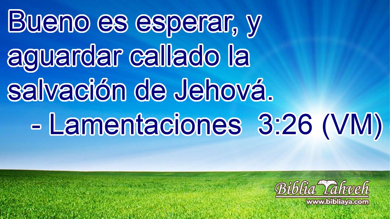  Bueno es esperar, y aguardar callado la salvación de Jehová. 