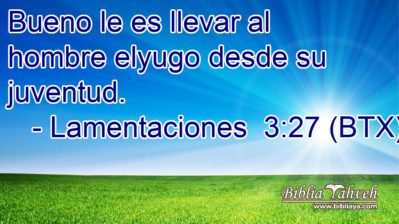 Bueno le es llevar al hombre elyugo desde su juventud.