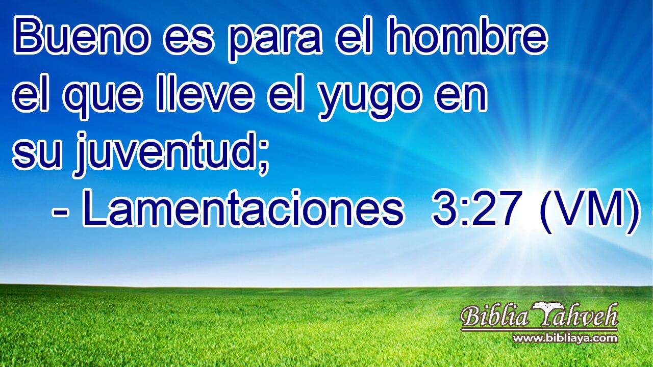  Bueno es para el hombre el que lleve el yugo en su juventud; 