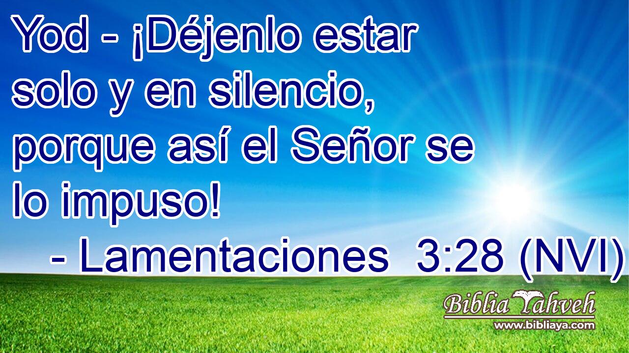  Yod - ¡Déjenlo estar solo y en silencio, porque así el Señor se lo impuso! 