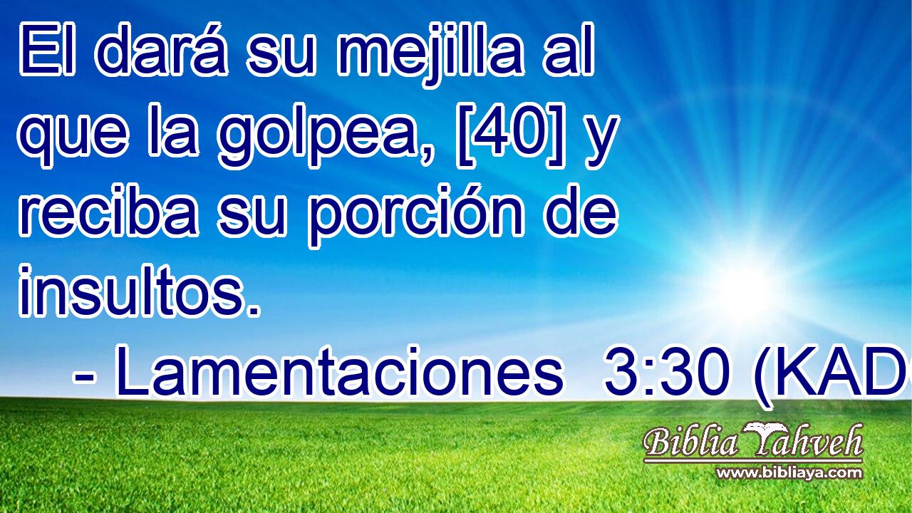  El dará su mejilla al que la golpea, [40] y reciba su porción de insultos. 
