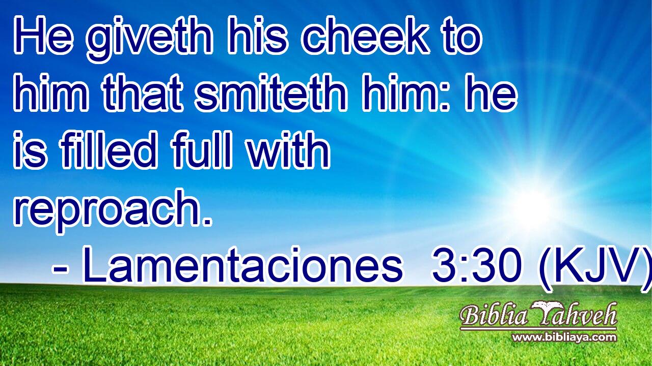 He giveth his cheek to him that smiteth him: he is filled full with reproach.