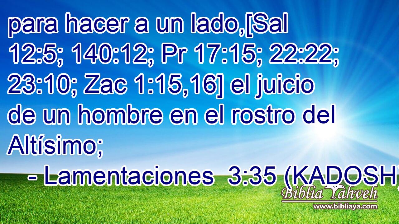  para hacer a un lado,[Sal 12:5; 140:12; Pr 17:15; 22:22; 23:10; Zac 1:15,16] el juicio de un hombre en el rostro del Altísimo; 