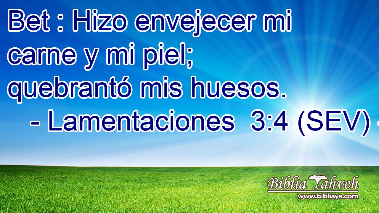 Bet : Hizo envejecer mi carne y mi piel; quebrantó mis huesos.