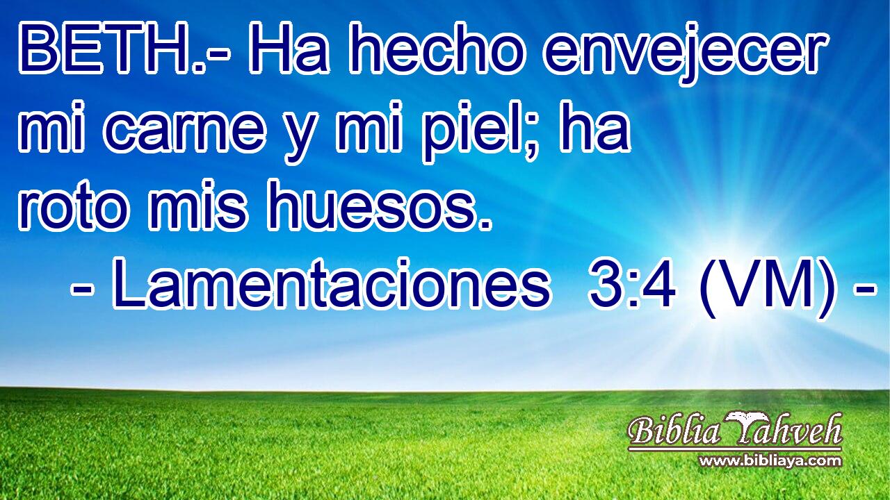  BETH.- Ha hecho envejecer mi carne y mi piel; ha roto mis huesos. 