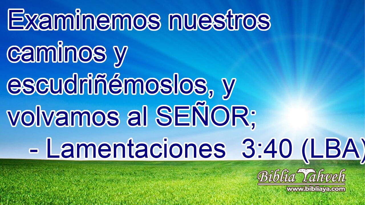 Examinemos nuestros caminos y escudriñémoslos, y volvamos al SEÑOR;