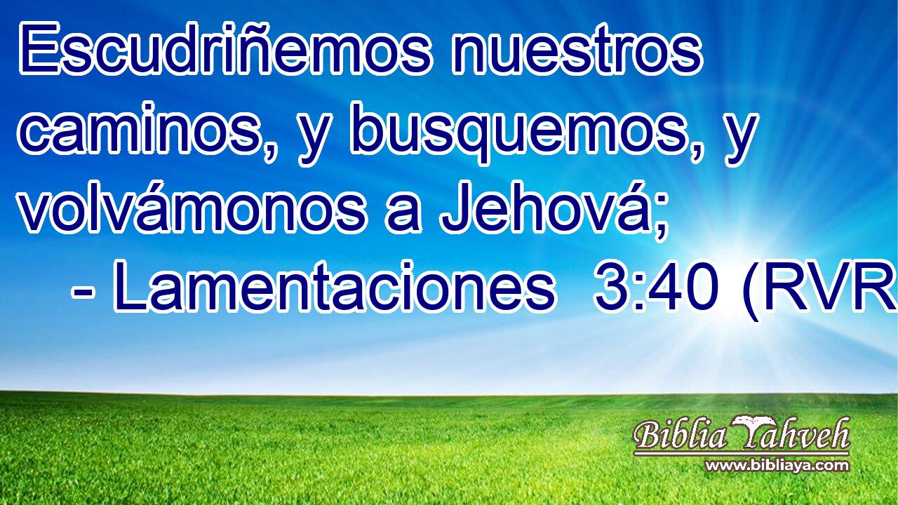Escudriñemos nuestros caminos, y busquemos, y volvámonos a Jehová;