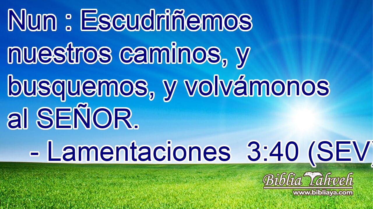 Nun : Escudriñemos nuestros caminos, y busquemos, y volvámonos al SEÑOR.
