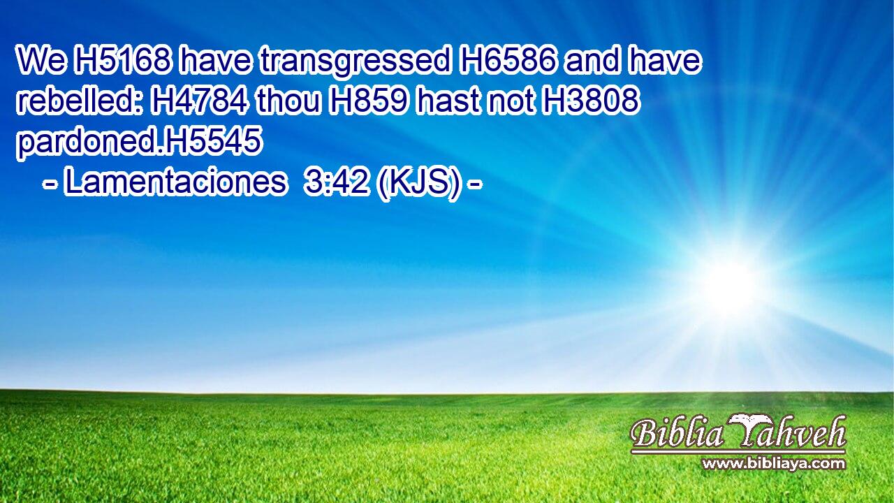 We H5168 have transgressed H6586 and have rebelled: H4784 thou H859 hast not H3808 pardoned.H5545